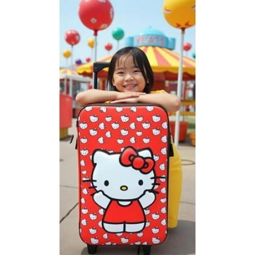 Size 16x12x5 Color Red Fast Forward Hello Kitty 16 Soft Luggage - Cute & Durable Carry-On Suitcase for Travel 16X12X5