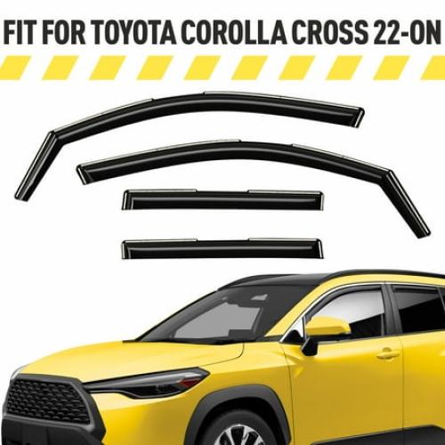 Black 4 Pack AEROGUYS In-Channel Window Deflectors Extra Durable Window Visors Rain Guards Fit for Toyota Corolla Cross 2022-2024, Sun Visors, Wind Vent Visors, Car Accessories - 4 pcs. AG0493