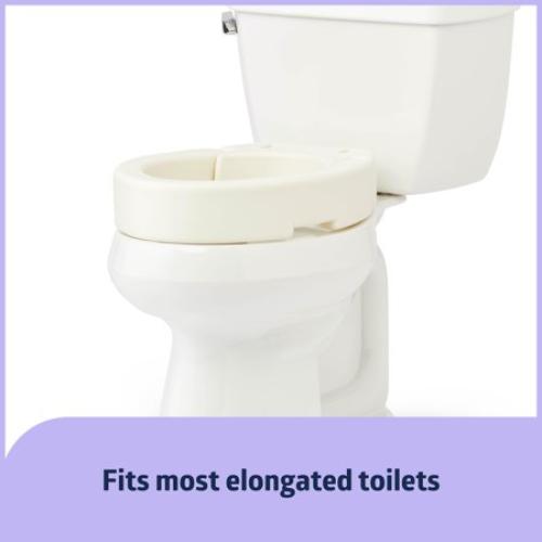 Medline Elongated Toilet Seat Riser for Seniors, Hinged, Fits Most Toilets, 400 lb Weight Capacity, White