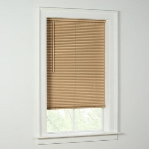 Mainstays 1 Cordless Vinyl Room Darkening Mini Blinds, Khaki, 48W x 64L