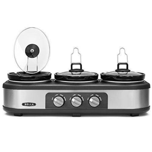Bella 3X1.5QT Oval Triple Slow Cooker with Lid Rests