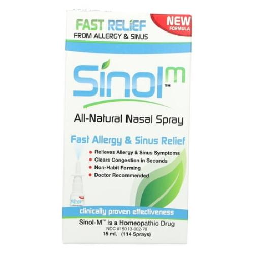 Sinol - Sinol-M All-Natural Allergy/Sinus Nasal Spray with MucoAd - 15 ml.