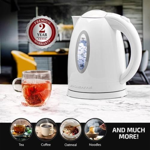 Ovente 1.7 Liter BPA Free Cordless Electric Kettle, White (KP72W)