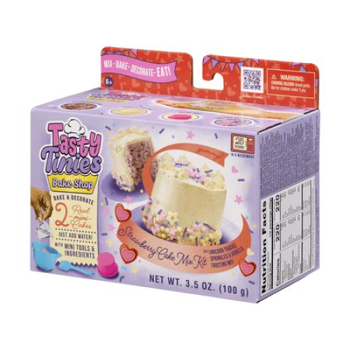 Tasty Tinies Bake Shop- Mini Baking Set w/ Strawberry Cake Mix, Vanilla Frosting, Unicorn Sprinkles