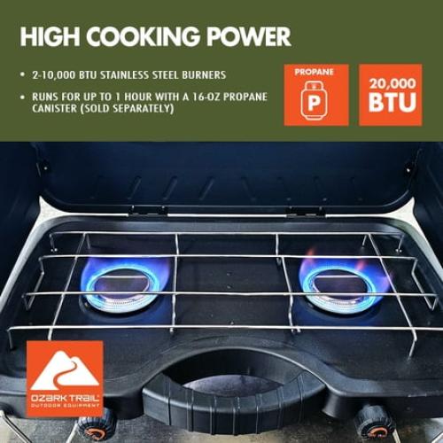 Ozark Trail 2-Burner Propane Gas Camping Stove, Black may have missing accessories