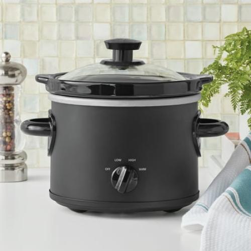 Mainstays 2 QT Slow Cooker, Matte Black Finish, Removeable Stoneware Pot, Model MS54100112165B