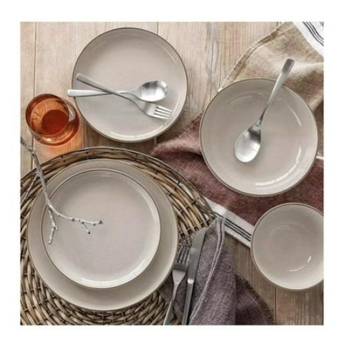Over&Back 16 Piece Dinnerware Set, Moden Linen Ceramic Stoneware