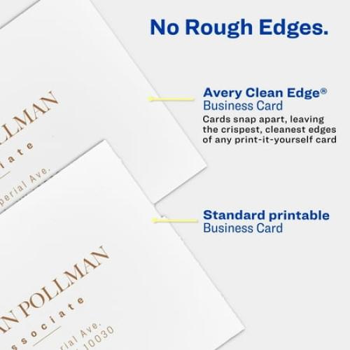 Avery Business Cards, Clean Edge, Matte White, 2 x 3.5, Paper, Inkjet, Pack of 90 Cards