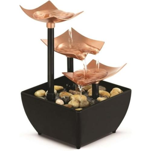 Homedics Golden Dew Tabletop Indoor Water Fountain, with Natural River Rocks, Soothing Nature Sounds, Zen Relaxation