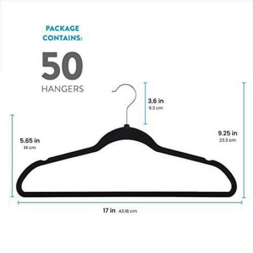 Velvet Heavy Weight Clothing Hanger, 50 Pack, Black