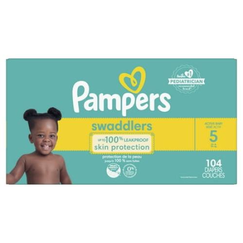 Pampers Swaddlers Soft and Absorbent Diapers, Size 5, 104 Count