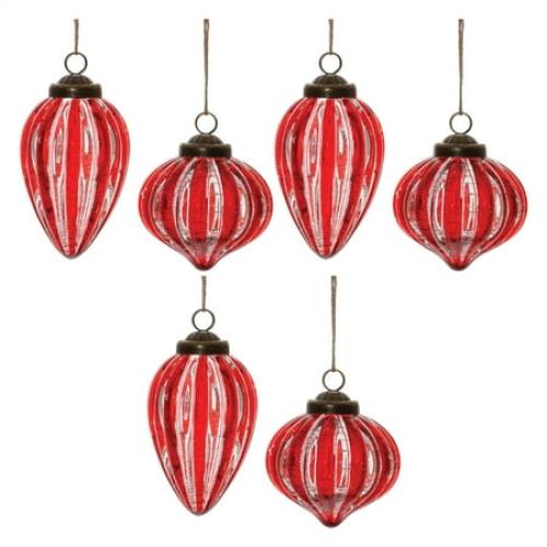 Melrose International LLC Ornament (Set of 6) 3.75H, 5H Glass