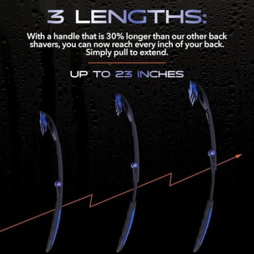 BakBlade 3.0 Mens Back Shaver with 23 Handle – Includes 3 Extra Blade Refills – Pain-Free Shave for Men