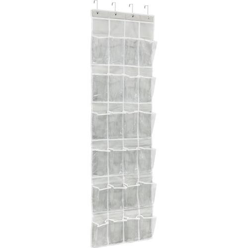 Simple Houseware 24 Pockets - Crystal Clear Over The Door Hanging Shoe Organizer Gray (64'' x 19'')
