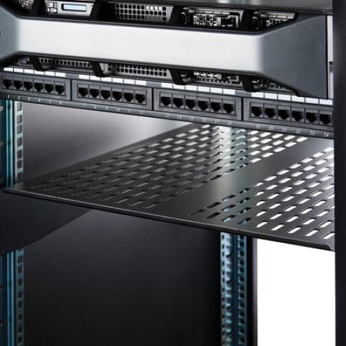 StarTech.com 2U Server Rack Shelf - Universal Vented Rack Mount Cantilever Tray for 19 Network Equipment Rack & Cabinet - Heavy Duty Steel - Weight Capacity 50lb/23kg - 22 Deep Shelf