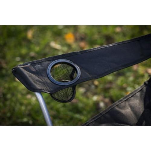 Ozark Trail Basic Quad Folding Camp Chair with Cup Holder, Black