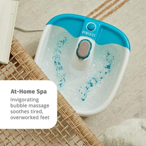 Homedics Bubble Mate Heated Foot Spa Bubble Foot Massager with Raised Massage nodes and Removable Pumice Stone