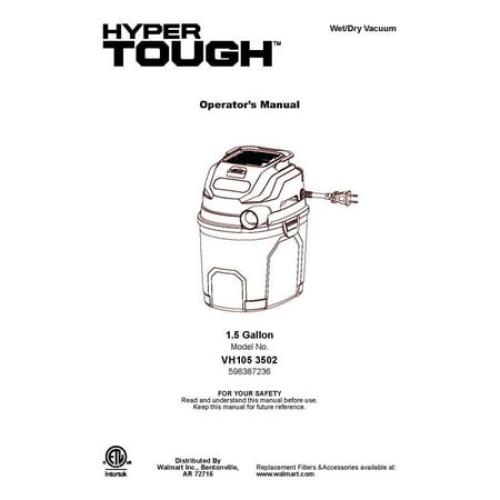 Hyper Tough 1.5 Gallon 2 Peak HP Poly Wet/Dry Vacuum, VH105 3502, New