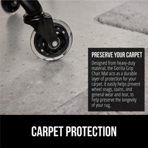 GORILLA GRIP Office Chair Mat for Carpet Floors, Smooth Glide, Slip Resistant, 29x47 Clear Lip