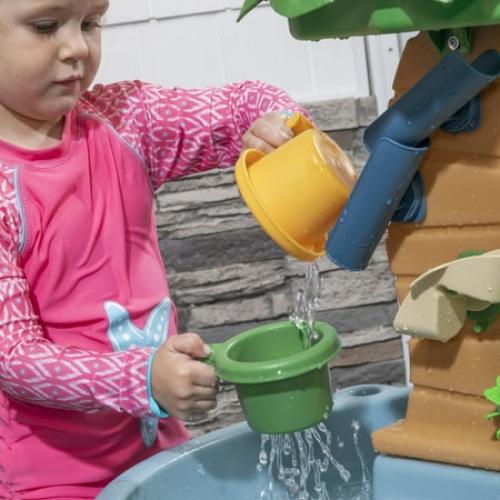 Step2 Dino Showers Gray Plastic Water Table for Toddlers with 13-piece Playset
