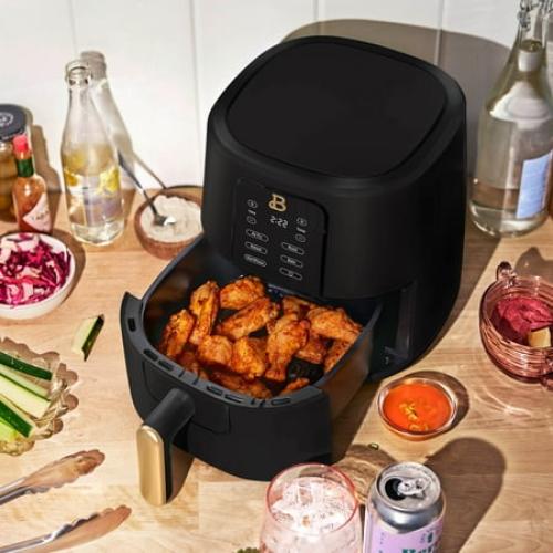 Beautiful 3 Qt Air Fryer with TurboCrisp Technology, EverGood Ceramic Nonstick Coating, Black Sesame by Drew Barrymore NEEDS CLEANING