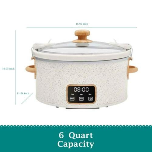 The Pioneer Woman 6 Qt Digital Slow Cooker with Locking Lid, Linen Speckle