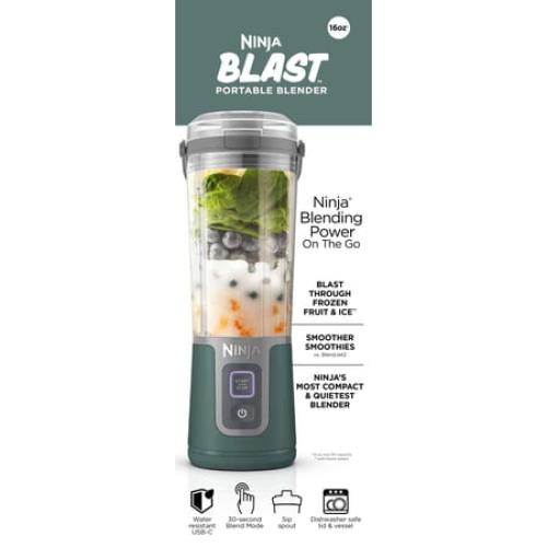 Ninja Blast 16-Oz Portable Personal Blender, Leak Proof Lid & Easy Sip Spout, Smoothie Blender, BC100GN Racing Green