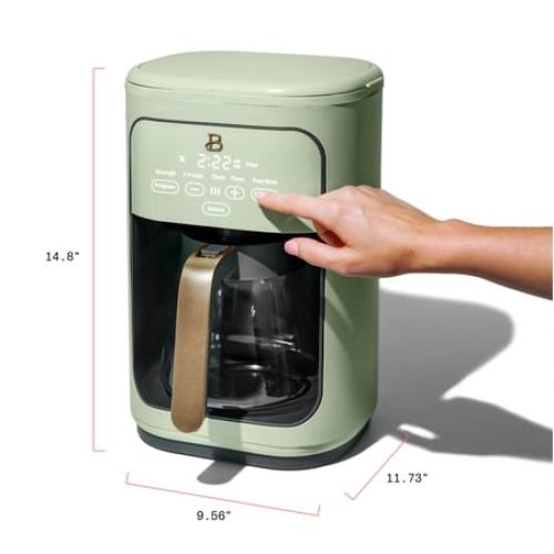 Beautiful 14-Cup Programmable Drip Coffee Maker with Touch-Activated Display, Sage Green by Drew Barrymore