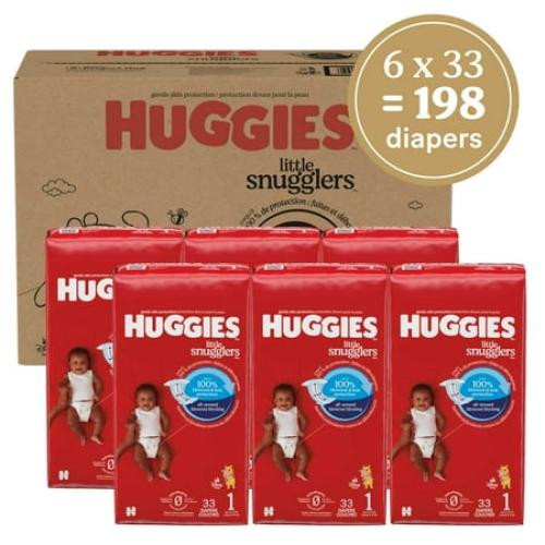 Huggies Little Snugglers Baby Diapers, Size 1 (8-14 lbs), 198 Ct (Select for More)