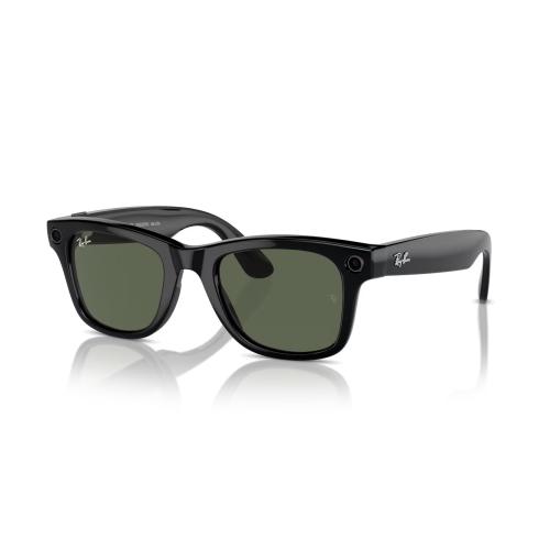RayBan Meta Wayfarer AI Enhanced Smart Glasses - Listen, Make Calls & Capture! Very Good - Shiny Black Frame/green Lens Colour
