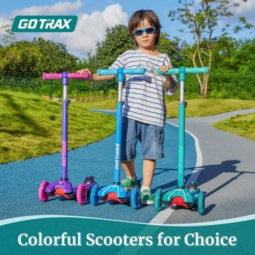 GOTRAX KS1 Kids Kick Scooter, Toddler Scooter 3 Wheel with LED Lighted, 3 Adjustable Handlebars, Suitable for Boys and Girls Ages 2~8 Children and Max Load 100 lbs,Blue