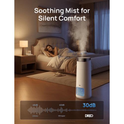 DREO 16L Smart Humidifier Large Room 1000 ft², 130H Cool Mist Humidifiers for Bedroom Plants Baby, Top Fill, Remote/Touch/Voice & APP Control, Self-Cleaning Tank, 30dB, RGB Light, HM755S White