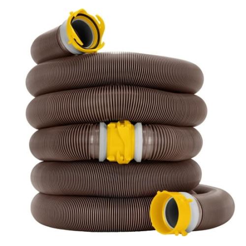 Camco Revolution 360 20-Foot Heavy-Duty Camper/RV Sewer Hose Kit | HTS Vinyl, Multicolor (39628)