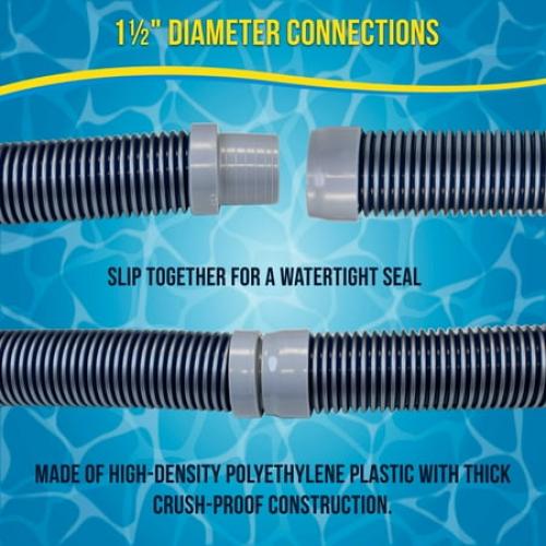 Blue & Silver, 8 Pack, 40 U.S. Pool Supply Professional 8 Piece Swimming Pool Vacuum Cleaner Hose Set, Blue & Gray - 40 Flexible Spiral Wound Connector Sections with 1.5 Male & Female Cuffs, Fits Most Automatic Pool Cleaners
