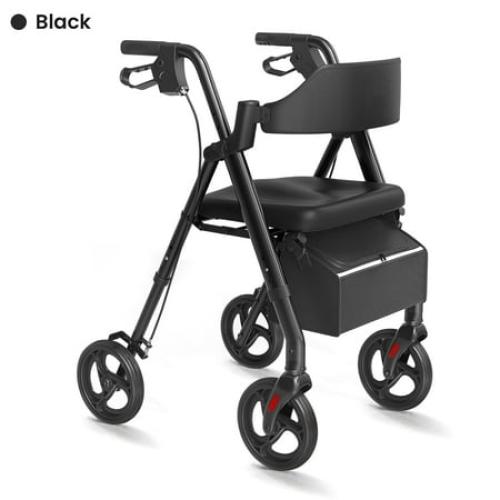 VOCIC Black Rollator Walker | 330lb Capacity | Adjustable Backrest & Indoor/Outdoor Wheels
