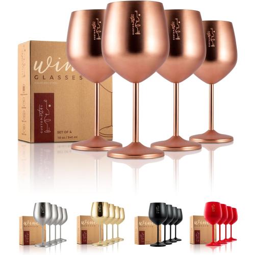 - Unbreakable Rose Gold Wine Glasses for Travel, Camping and Pool - Fancy, Unique and Cool Portable Metal Wine Glass for Outdoor, Picnics (Set of 4)