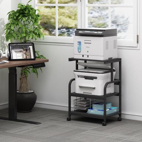 Printer Stand with Wheels,3 Tier Printer Table with Adjustable Storage Shelf for Home Office,Rolling