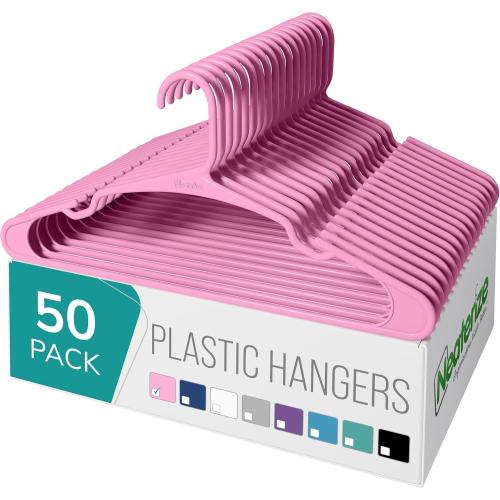 NEATERIZE Clothes Hangers Plastic 50 Pack for Adults - Plastic Hangers  the Perfect Coat Hanger and Space Saving Clothes Hangers for Closet  Percheros