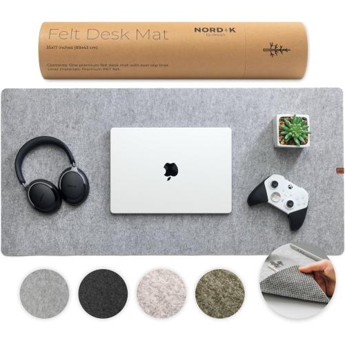 Nordik Large Felt Desk Mat - Marle - 35 x 17 inch - Full Desk Keyboard Mat - Computer Desk Mat for Keyboard and Mouse Pad - Desktop Mat - Large Desk Mat - Felt Desk Pad