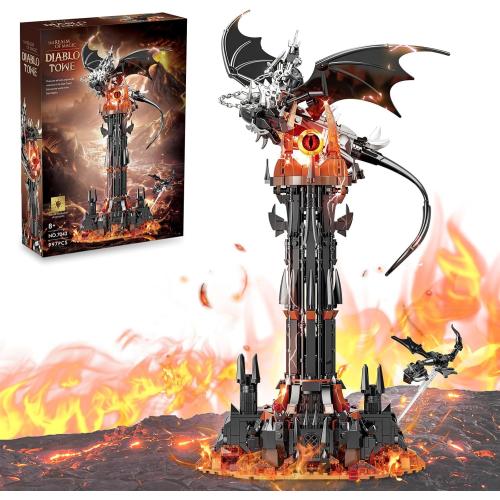 Dark Tower Building Set for Adults, Compatible with Lego Castle Lord Architecture with Light, STEM Christmas Birthday Gift Toy for Kids Boys 8-14 (997 PCS)