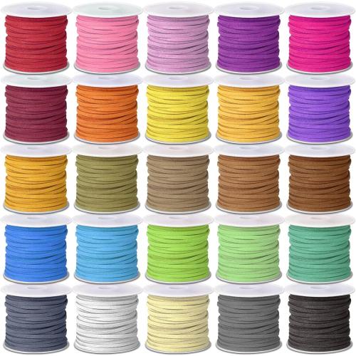 Cridoz Faux Suede Leather Cord 25 Rolls Flat for Jewelry Making Leather Strips & Laces for Dream Catcher Supplies DIY Crafts Thread Velvet String for Necklace Bracelet Beading