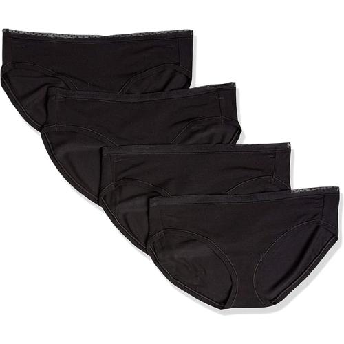 Size XL Color Black Organic Cotton Underwear Womens 4 Pack. Black 4Pack, Multi Colors 4Pack, High Waist, High Cut bikini brief.