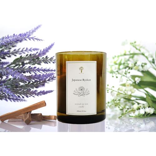 PRISTINE Japanese Ryokan Scented Candles,2 Candle Wicks Soy Candle | Up to 60 Hours Burning Time | Lavender/Sandalwood Scented Candles | 100% Natural Soy Wax Candle