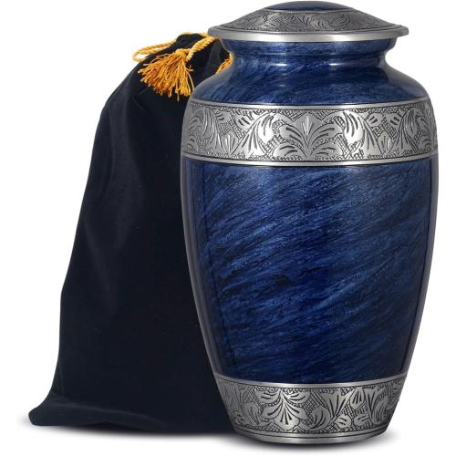 Urns for Human Ashes Adult Male & Female, Burial Urns, Decorative Urns, Funeral Urns, Cremation Urns for Women and Men - Large, Blue - Holds Up to 210 Cubic inches