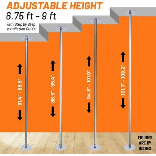 Premium Pole Spinning Static Dance Pole Kit | Portable & Removable 45mm Exercise Pole for Club, Party, Home Easy Assembly Safe & Sturdy Steel Construction | Silicone Rubber Protection