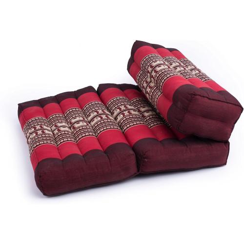 GABUR Foldable Meditation Cushion 100% Kapok Red Elephants 25.5x19.5