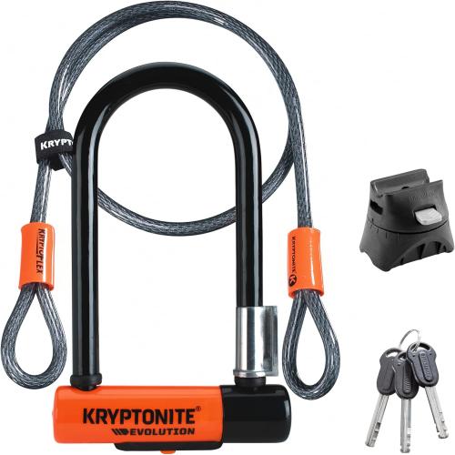 Kryptonite Evolution Mini-7 Bike U-Lock with Cable Heavy Duty Anti-Theft Bicycle U Lock 13mm Shackle and 10mm x4ft Length Security Cable with Mounting Bracket and Keys