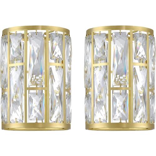 Crystal Pendant Ceiling Chandelier Wall Sconce Lamp Replacement Cover Shade Fixture Gold Finish,1.66 Fitter Size,7.1 High*5.3 Diameter