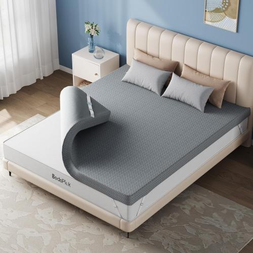 Twin Mattress Topper, 3 Inch Cooling Gel Twin Memory Foam Topper - Soft Cover with Adjustable Straps, Pressure Relief, Grey