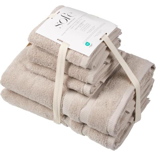 Sand 4pack SOFE H&L | Olea Luxury Cotton Turkish Bath Towels Set of 4 Sand | Premium, Soft, Durable, Absorbent | Hotel Quality Plush Towels and Thick Towel Sets